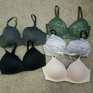 Five 36D VS wireless bras